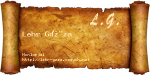 Lehr Géza névjegykártya